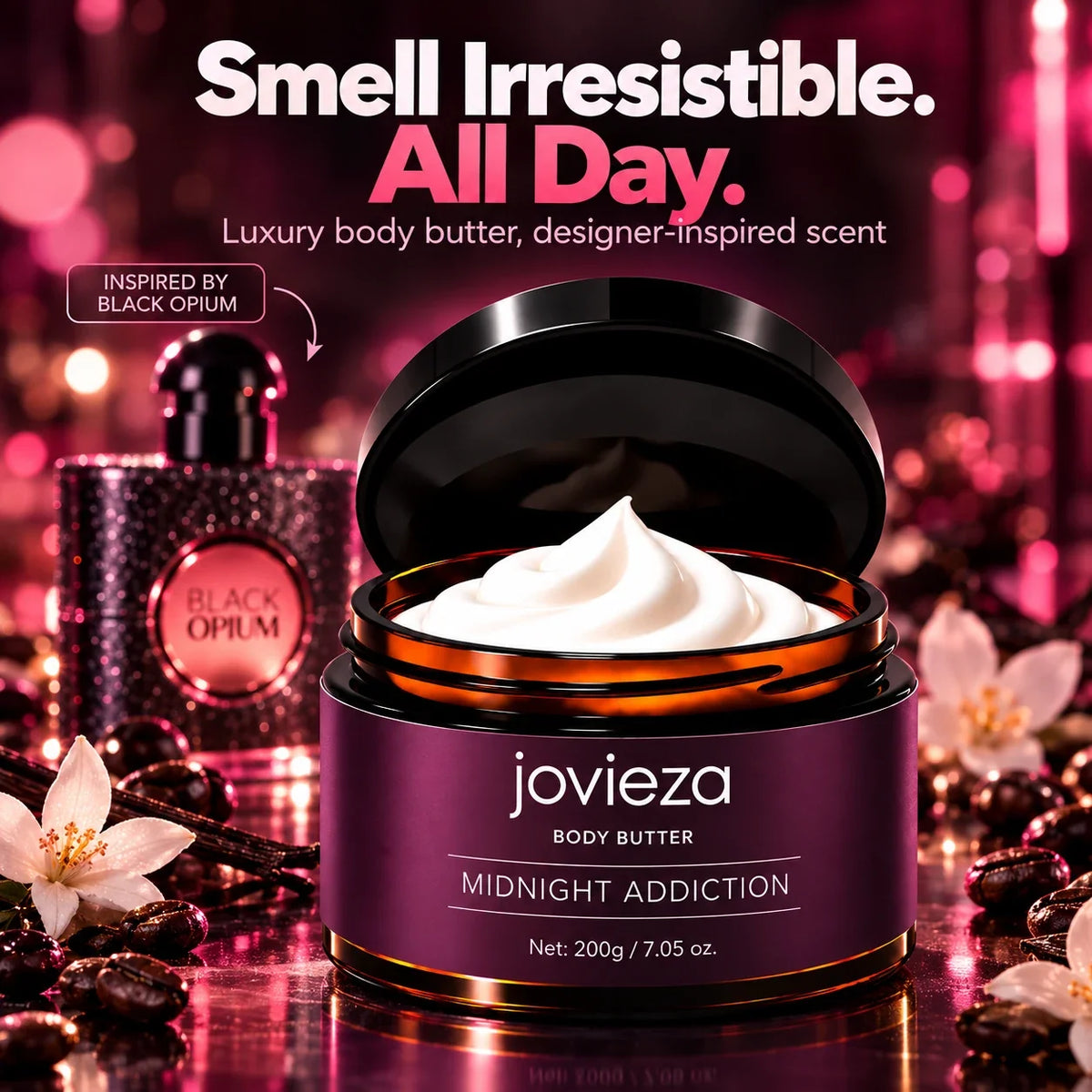 Jovieza Midnight Addiction body butter - inspired by Black Opium