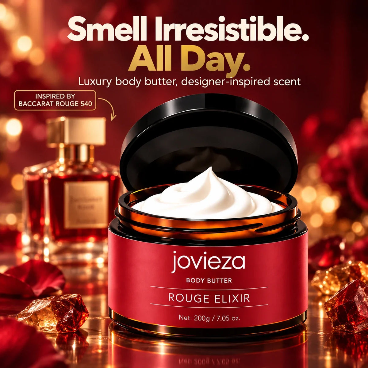 Jovieza Rouge Elixir body butter - inspired by Baccarat Rouge 540
